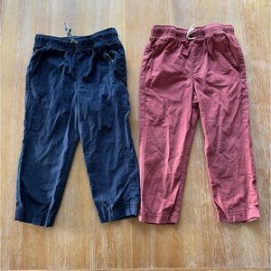 Toddler Boy - Size 2T - Navy and Dusty Red Elastic Waistband Chino Pants